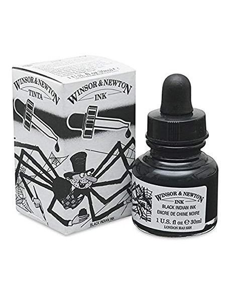 BLACK INDIAN INK CHINA NERA 30ML WINSOR & NEWTON - Longhini vernici e-shop